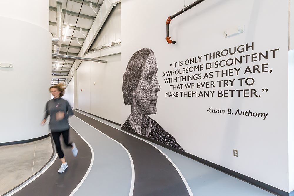 Susan B. Anthony quote on wall