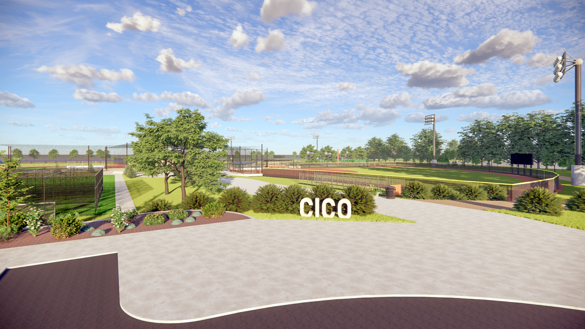Main Entrance Rendering of the Main Entrance at the new CiCo baseball/softball complex